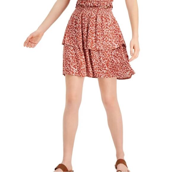 Ultra Flirt Dresses & Skirts - Ultra Flirt Orange Stretch Tiered Pull-on Mini A-Line Skirt Size S